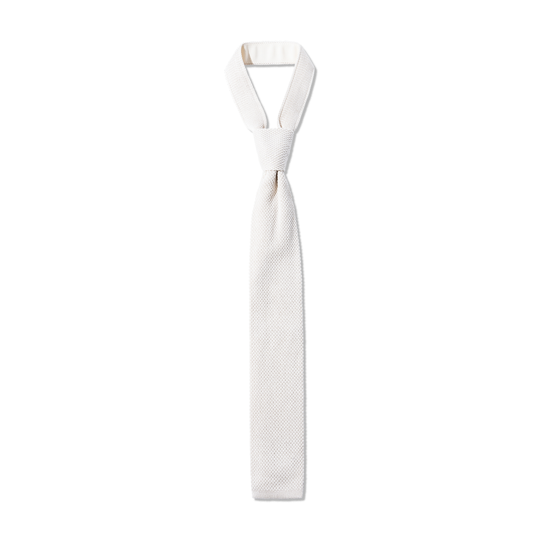 Cotton Knit Tie in Milk