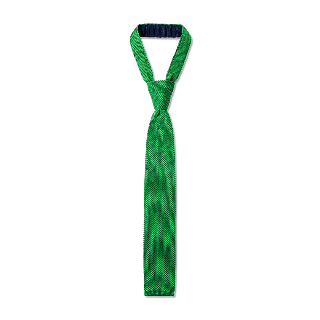 Cotton Knit Tie in Grass