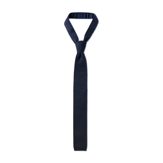 Smooth Wool Knit Tie in Charles