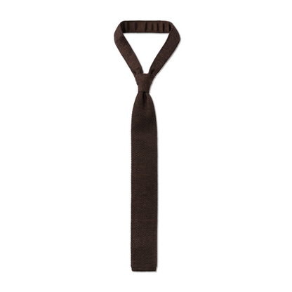 Smooth Wool Knit Tie in Soil