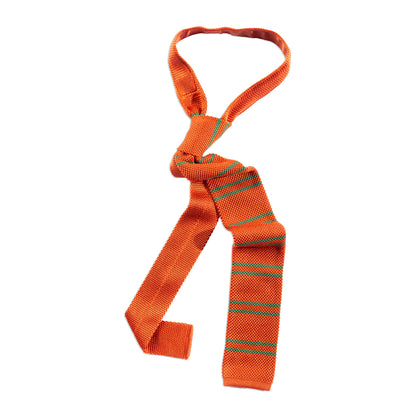 Silk Knit Tie in Carrot